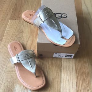 UGG Gold Metallic Gaila Slip-On Sandals Size 8